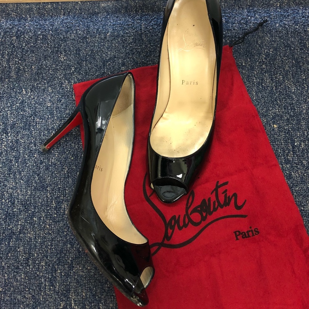 Christian Louboutin black open toe heels size 41
